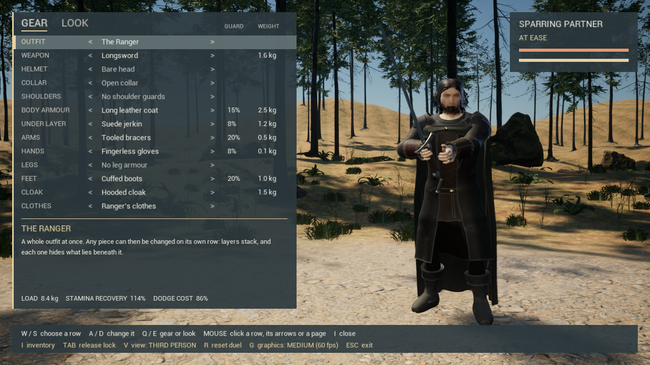 The Ranger in the game's gear page