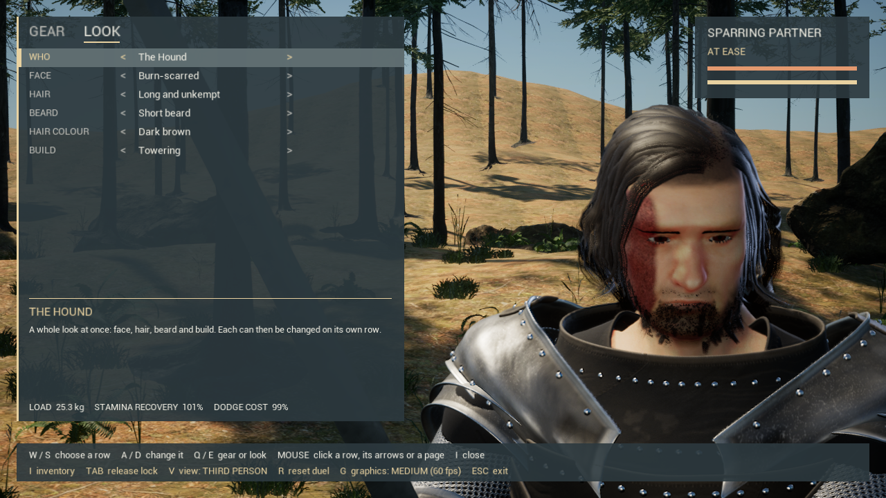 The Hound in the game's look page